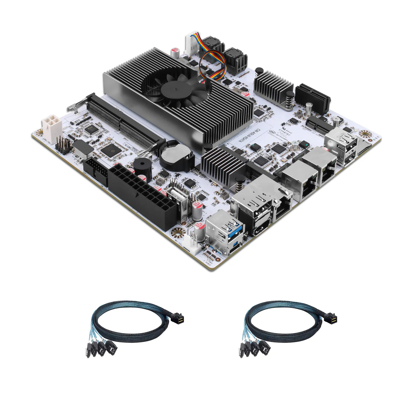 (Second-hand) CWWK Motherboard N100 Mini ITX PC Motherboard White 16GB RAM 128GB SSD Dual 2.5Gb Ethernet, M.2 WiFi, USB-C, DDR5 , PCIe x1, TF (Optional 2X 4-SATA Cable)