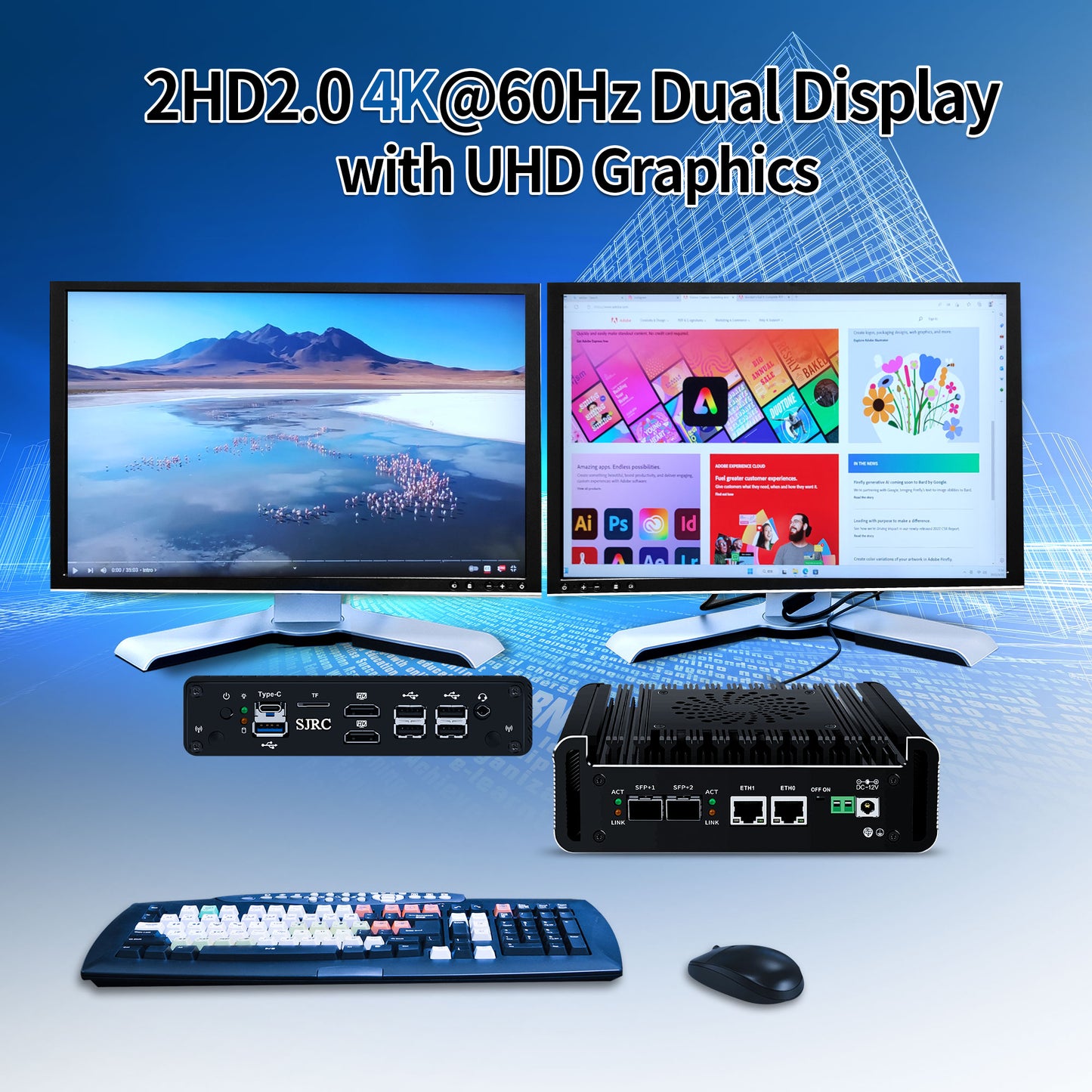 CWWK Micro Firewall Applicance Dual 10Gbe Mini PC 12th Gen Octa Core i3 N305 / N100, 2xSFP+ 10Gbps, 2X i226V 2.5GbE LAN, DDR5 16G RAM M.2 NVMe 256G SSD, Support OPNsense, TF, 2xHD, Type-C