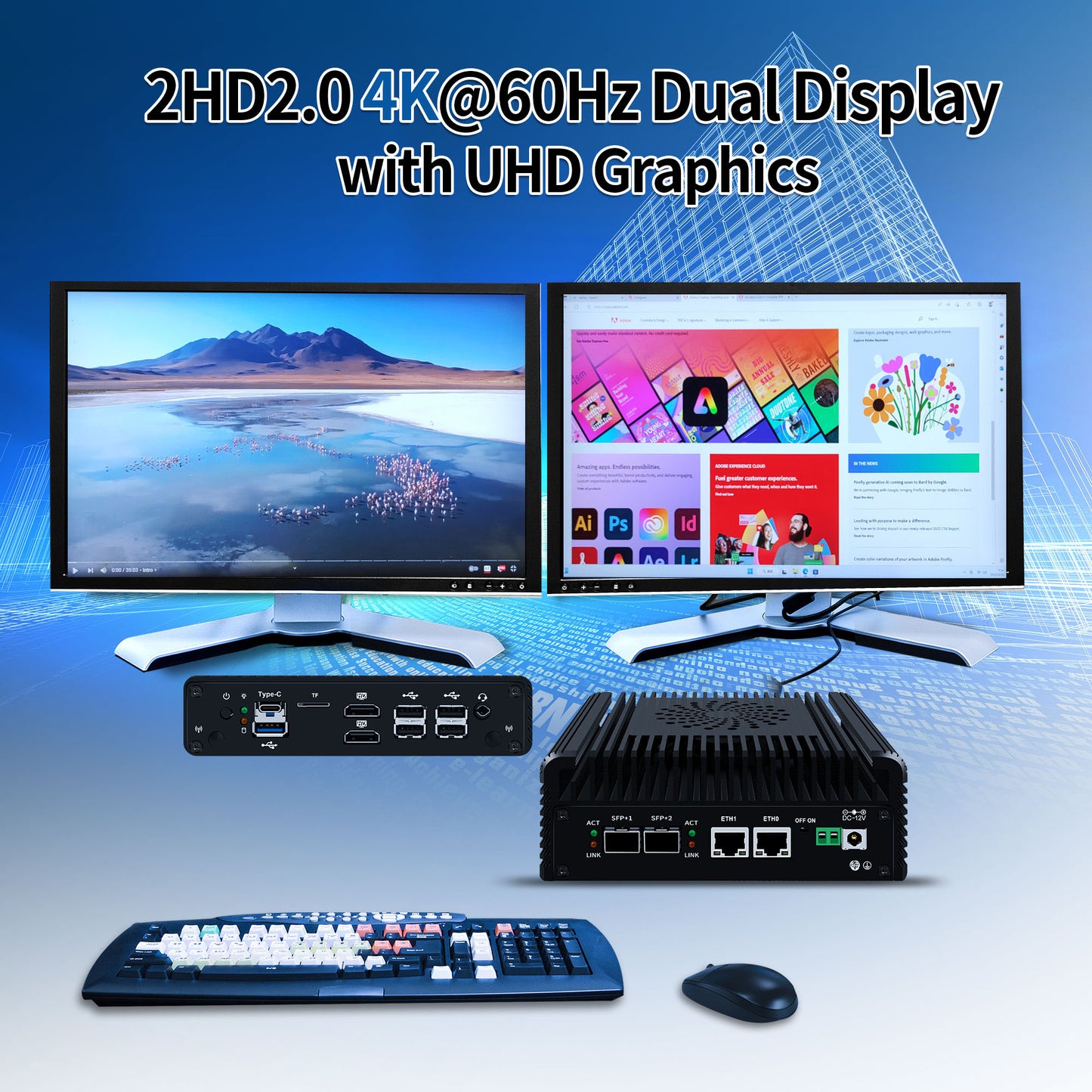 CWWK Micro Firewall Applicance Dual 10Gbe Mini PC 12th Gen Octa Core i3 N305/ N100, 2X i226V 2.5GbE LAN, 2xSFP+ 10Gbps, Support OPNsense, TF, 2xHD, Type-C, DDR5 RAM M.2 NVMe SSD