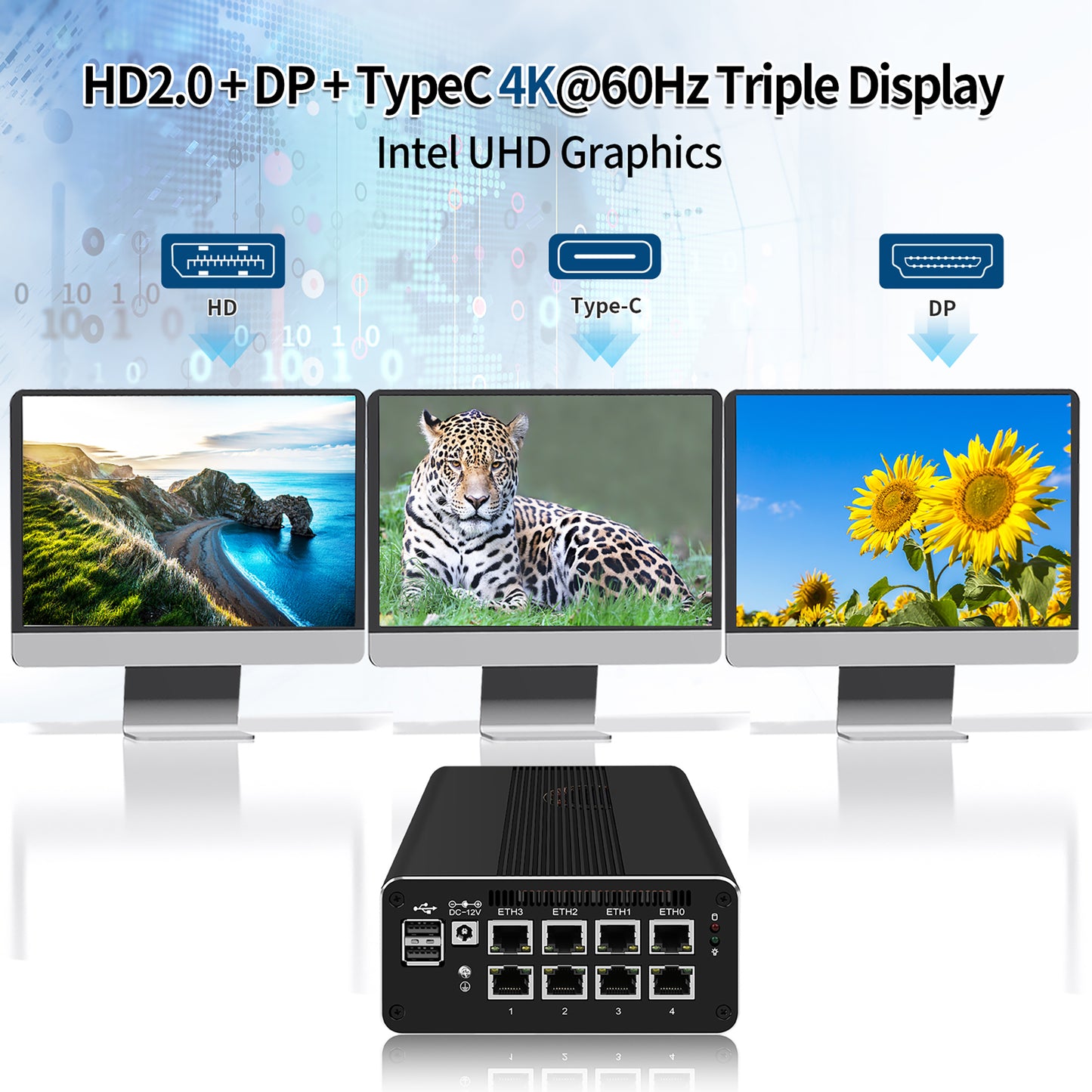 CWWK Mini PC Firewall Micro Appliance, 12th Gen Core i3 N305,8 Port i226V 2.5GbE LAN,12th Gen Alder Lake N200, OPNsense Router Hardware, Type-C, TF, SIM slot, 3 Display, DDR5 8GB RAM 128GB NVMe SSD