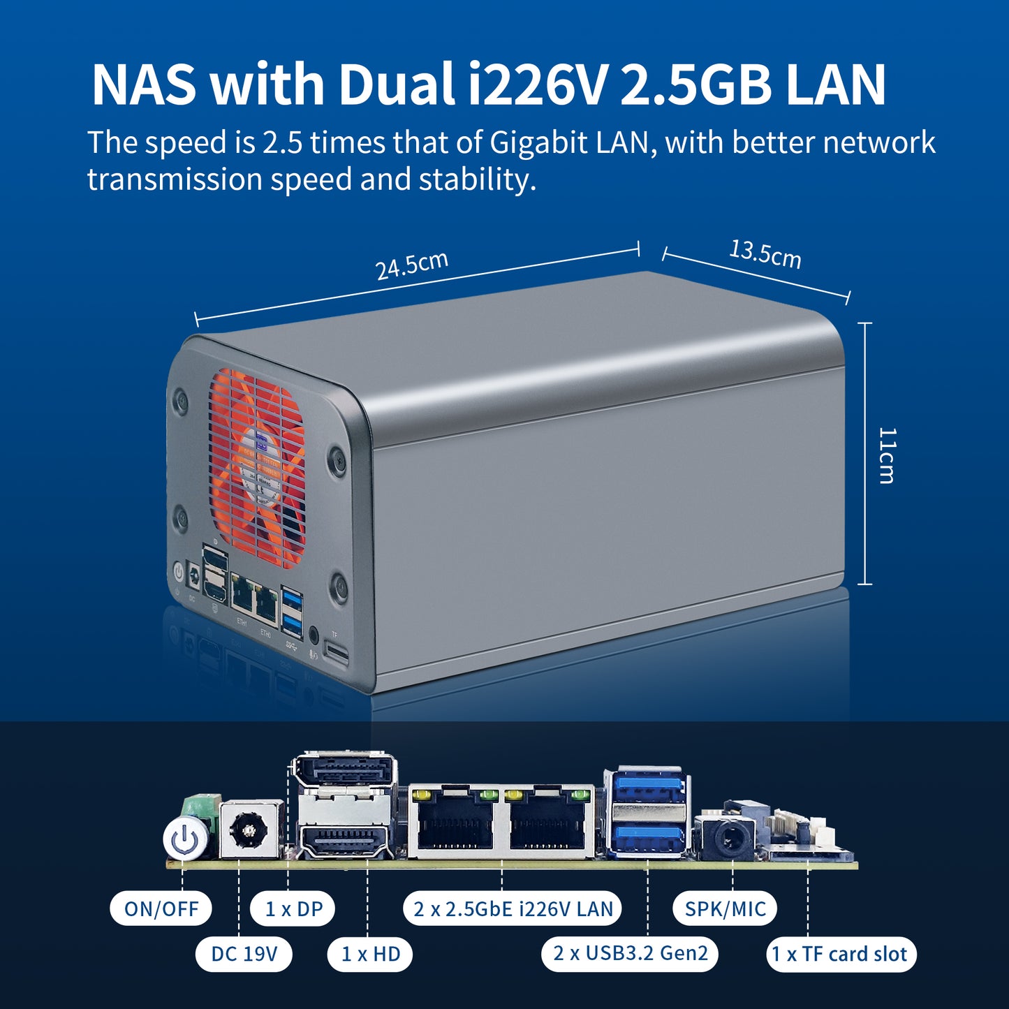 CWWK Mini PC NAS Core i3 N305, Octa Core 2 Bay Network Storage Server, 3-in-1 Micro Computer, 2 Port I226V 2.5GB LAN, Soft Router, MiniSD, 32GB DDR5 RAM 512GB M.2 NVME SSD(NO HDD)