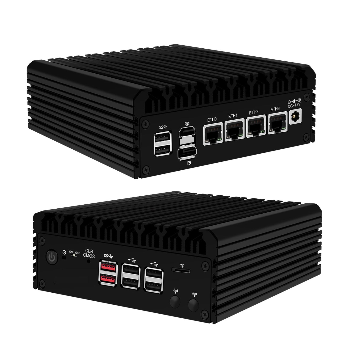 CWWK N100 Mini Computer Fanless Firewall Micro Router Appliance, 6 x 2.5GbE I226-V Ethernet Computer, 12th Gen N100 DDR5 16GB RAM 128GB SSD, VPN, TF, AES-NI, Support Pfsense, OPNsense