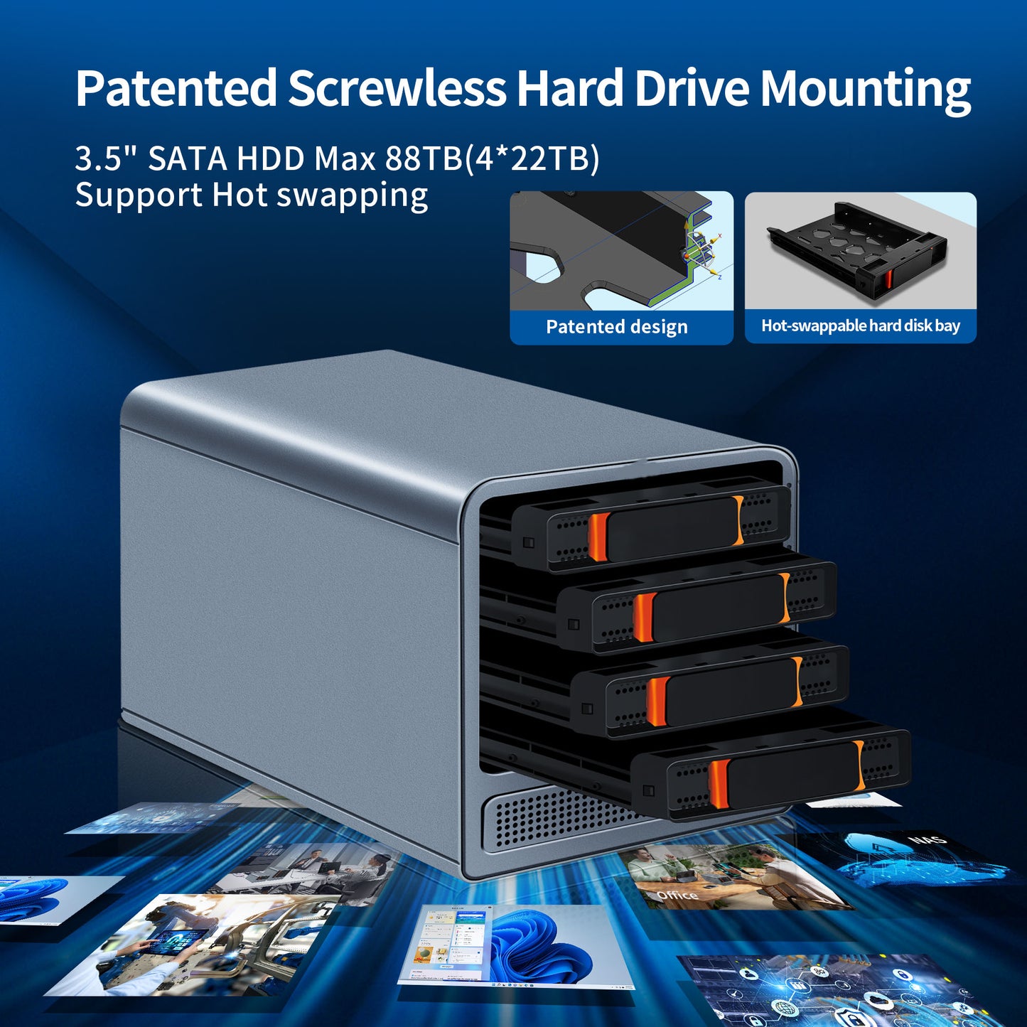 CWWK Mini PC NAS Core i3 N305, Octa Core 4 Bay Network Storage Server, 3-in-1 Micro Computer, 2 Port I226V 2.5GB LAN, Soft Router, MiniSD, 8GB DDR5 RAM 128GB M.2 NVME SSD(NO HDD)