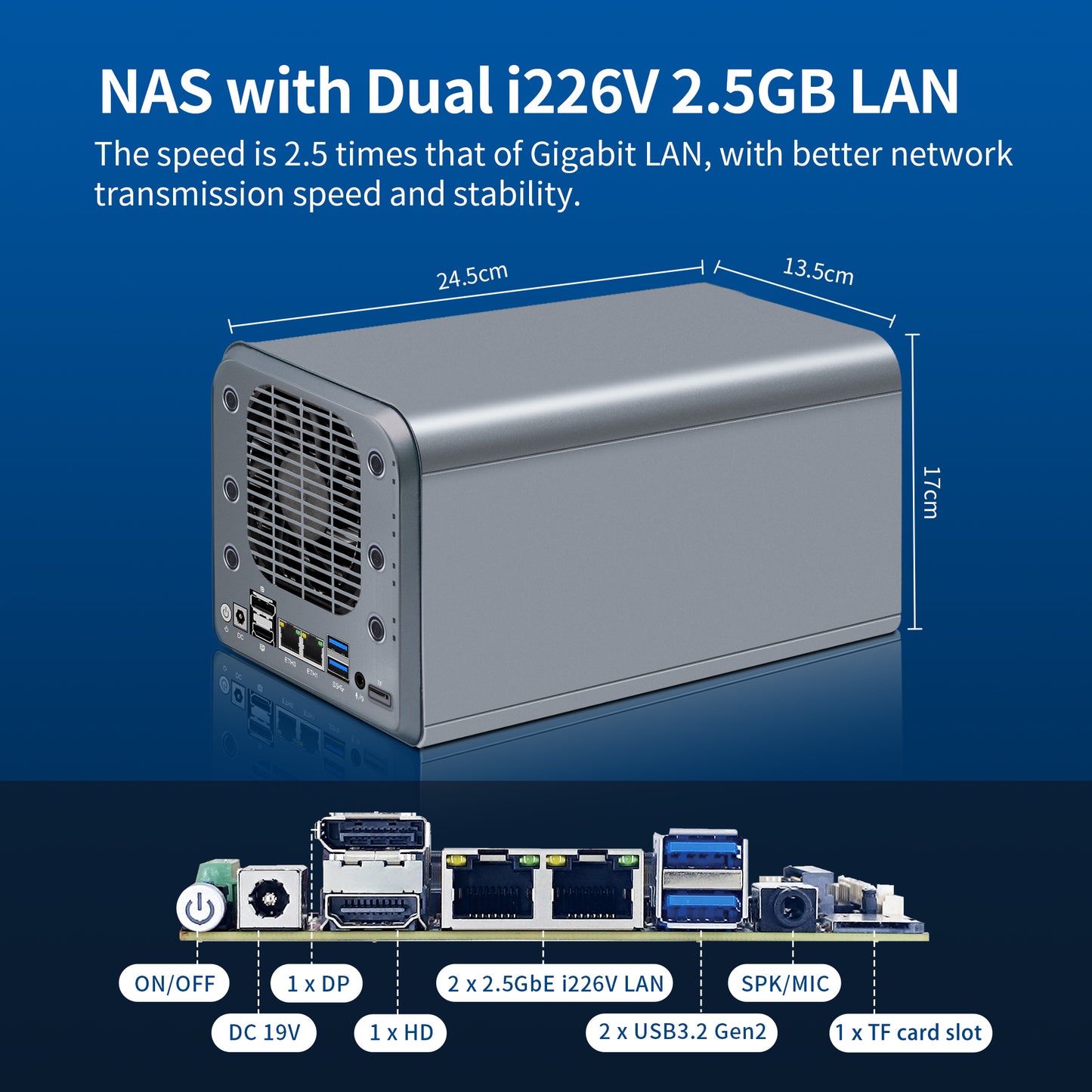 CWWK Mini PC NAS Core i3 N305, Octa Core 4 Bay Network Storage Server, 3-in-1 Micro Computer, 2 Port I226V 2.5GB LAN, Soft Router, MiniSD, 8GB DDR5 RAM 128GB M.2 NVME SSD(NO HDD)