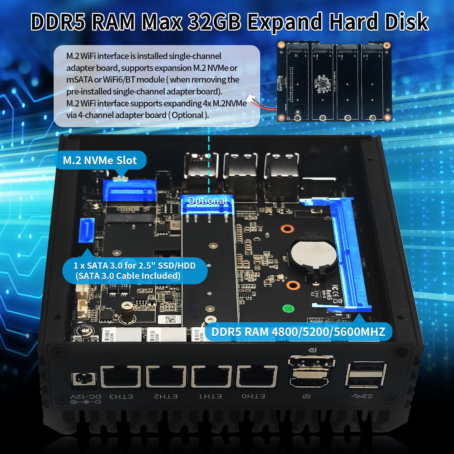 CWWK N100 Mini Computer Fanless Firewall Micro Router Appliance, 6 x 2.5GbE I226-V Ethernet Computer, 12th Gen N100 DDR5 16GB RAM 128GB SSD, VPN, TF, AES-NI, Support Pfsense, OPNsense