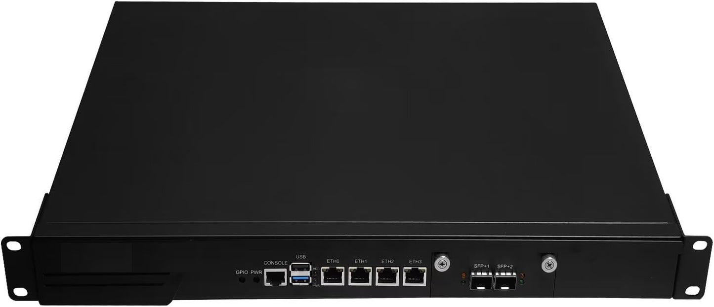 CWWK Firewall Hardware, 19 Inch 1U Rackmount,Core i3 N305/ N100/ Intel N200, Dual 10GbE SFP+, Network Security Appliance, Router PC, 4 x I226V 2.5GbE LAN, OPNsense, VGA, DDR5 16GB RAM 1TB SSD