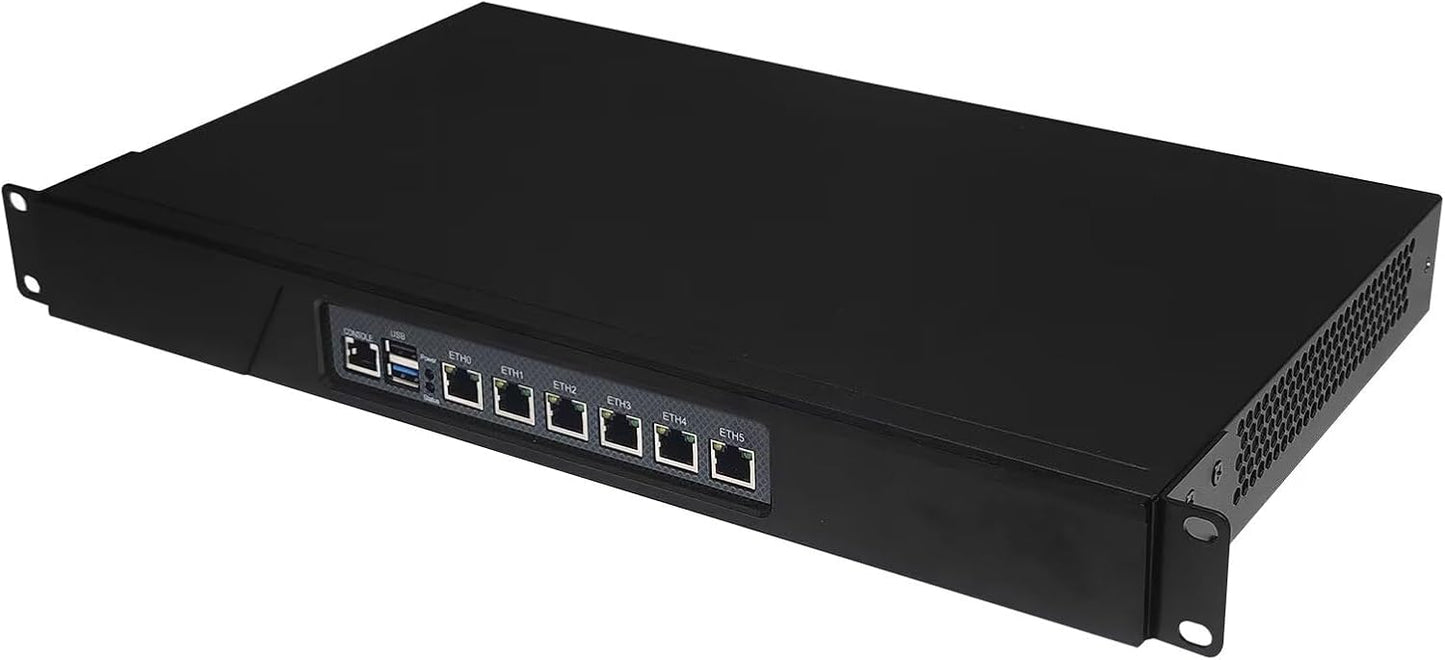 CWWK AIOPCWA Firewall Hardware, 19 Inch 1U Rackmount, Network Security Appliance, Router PC, Celeron J4125, 6 x I225V 2.5GbE LAN, Console, OPNsense, AES-NI, VGA, DDR4 8GB RAM 64GB SSD
