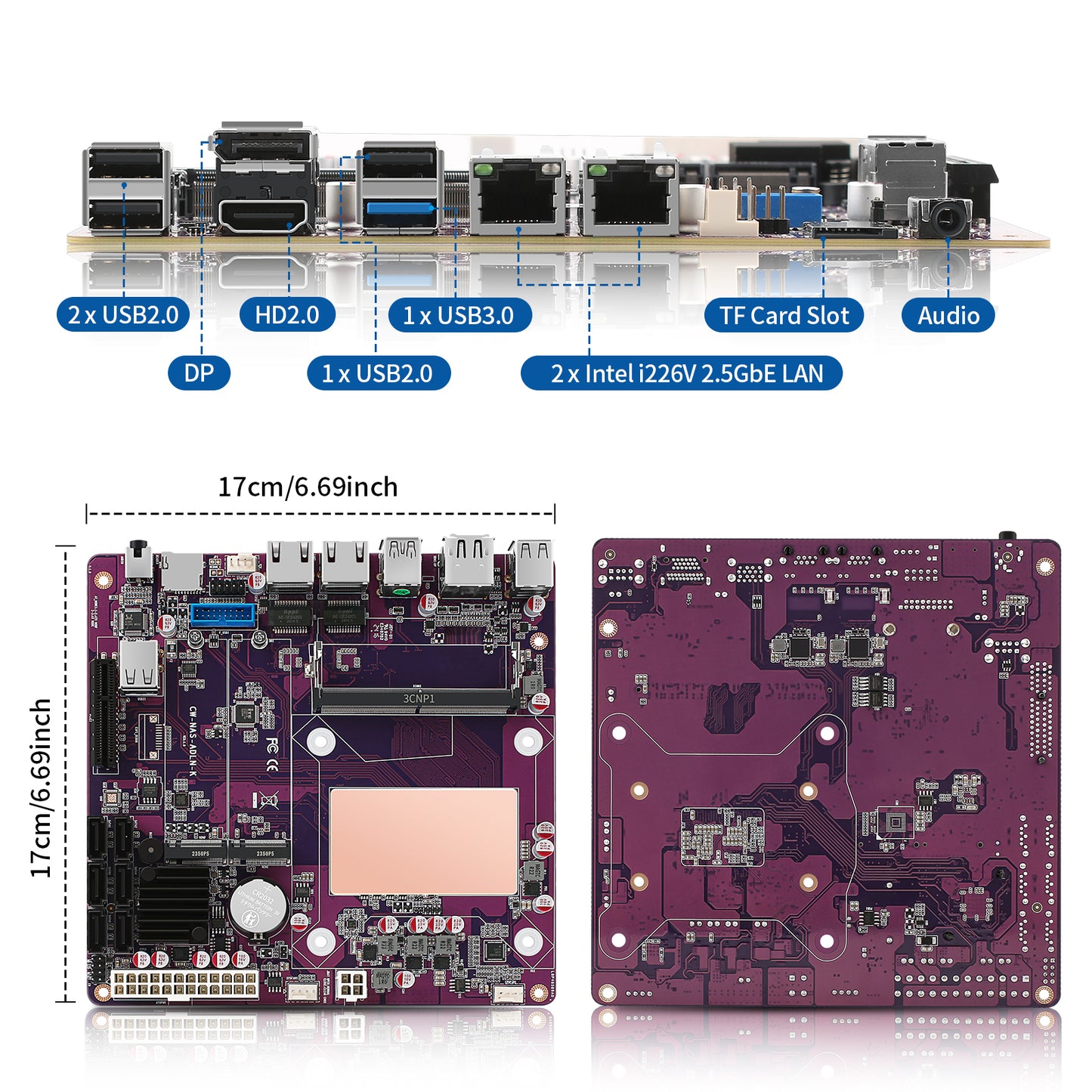 CWWK NAS Motherboard i3 N305 /N100 with 6 Bay SATA3.0, Mini ITX Mainboard with 2 Port i225 2.5GbE LAN, Soft Router Board DDR5 with Dual M.2 NVMe, PCle3.0 x4, 8GB RAM 128GB SSD