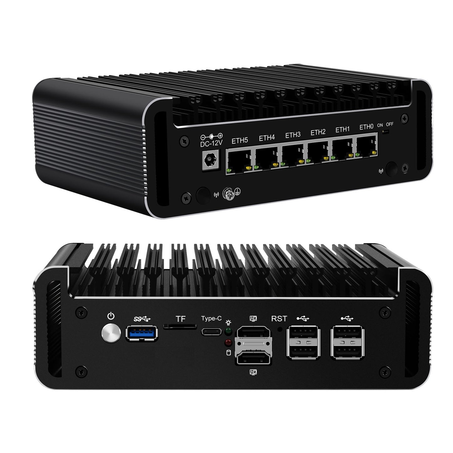 CWWK Firewall Micro Appliance 6 LAN, Fanless Mini PC Octa Core i3 N305, OPNsense Hardware, 6 Port i226-V 2.5G LAN, AES-NI, TF Slot, Type-C, Windows 11 Pro, 32GB DDR5 RAM 2TB NVME SSD