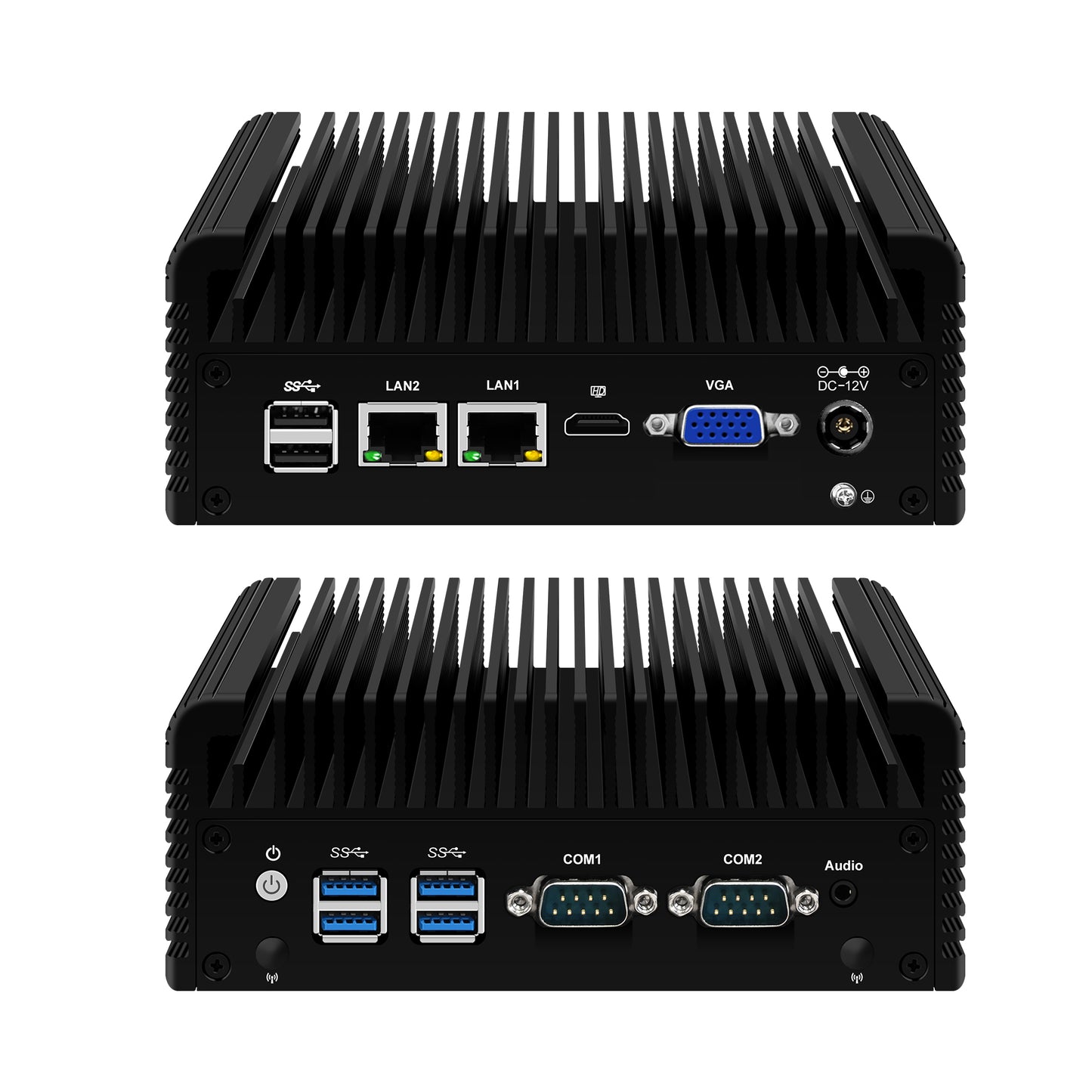 CWWK Firewall Mini PC, Core i5 5200U/Celeron N5105 Fanless Industrial Computer, 2 Port 2.5GbE i226V LAN, 2 × COM RS232 Serial Port, 8GB RAM 256GB SSD, Support WinOS, Linux, Wifi/BT, VGA, SIM slot