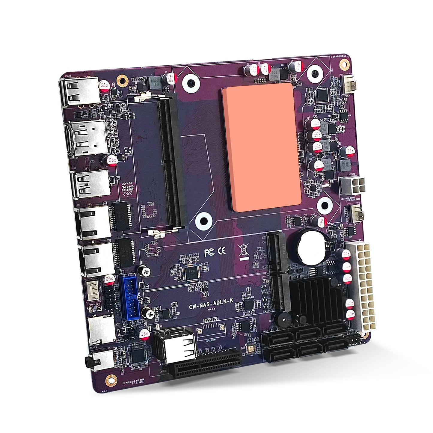 CWWK NAS Motherboard i3 N305 /N100 with 6 Bay SATA3.0, Mini ITX Mainboard with 2 Port i225 2.5GbE LAN, Soft Router Board DDR5 with Dual M.2 NVMe, PCle3.0 x4, 8GB RAM 128GB SSD
