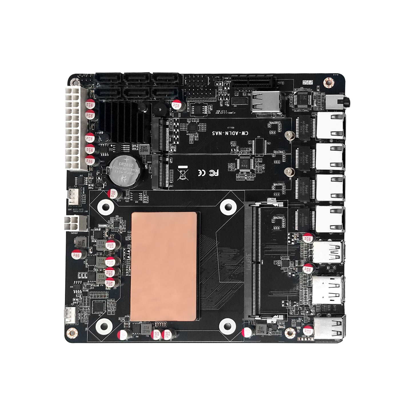 CWWK Low Power NAS Motherboard i3 N305/ N100 with 6 Bay SATA3.0, Mini ITX Mainboard with 4 Port i226V 2.5GbE LAN, Soft Router Board DDR5 with Dual M.2 NVMe, 8GB RAM 128GB SSD