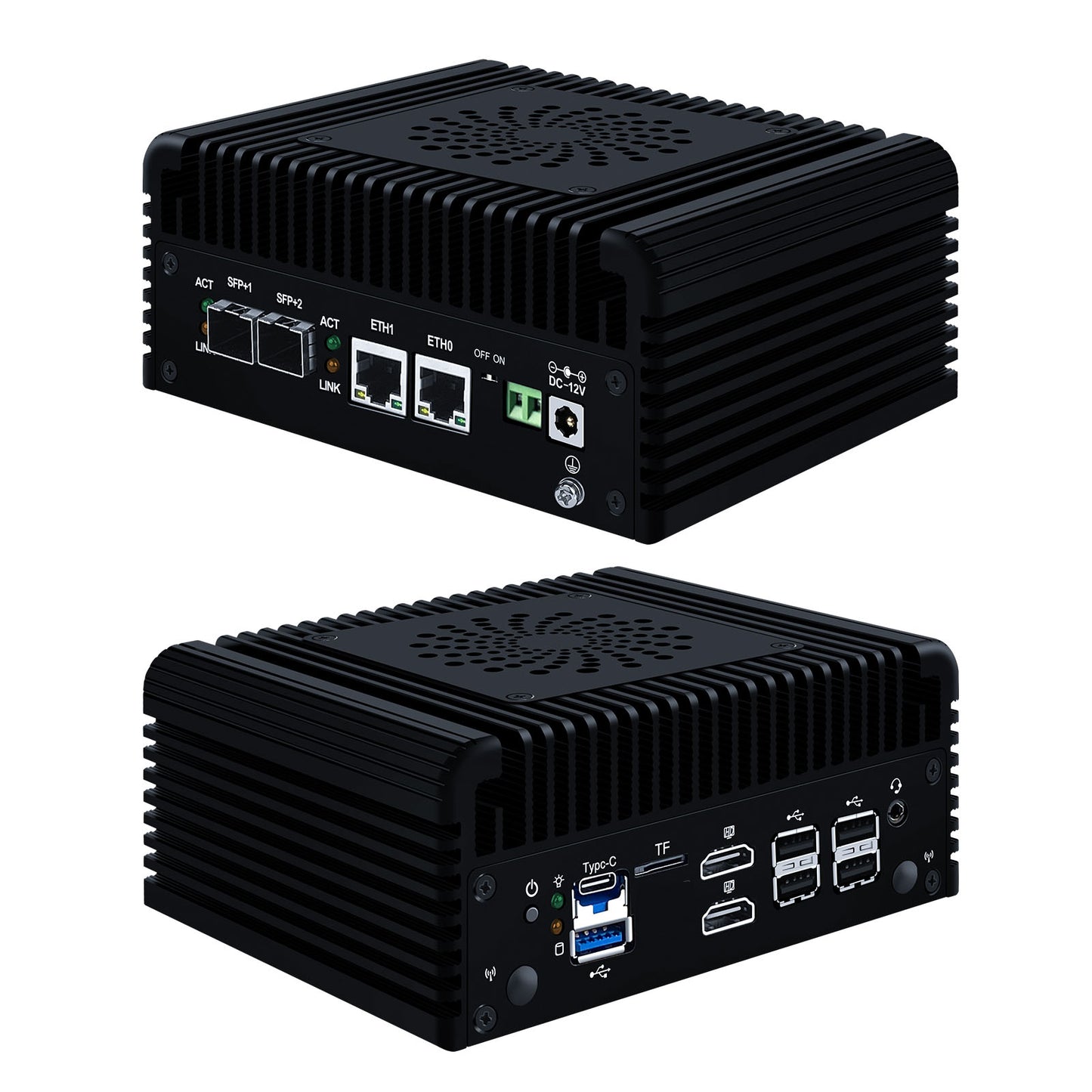 CWWK Micro Firewall Applicance Dual 10Gbe Mini PC 12th Gen Octa Core i3 N305/ N100, 2X i226V 2.5GbE LAN, 2xSFP+ 10Gbps, Support OPNsense, TF, 2xHD, Type-C, DDR5 RAM M.2 NVMe SSD