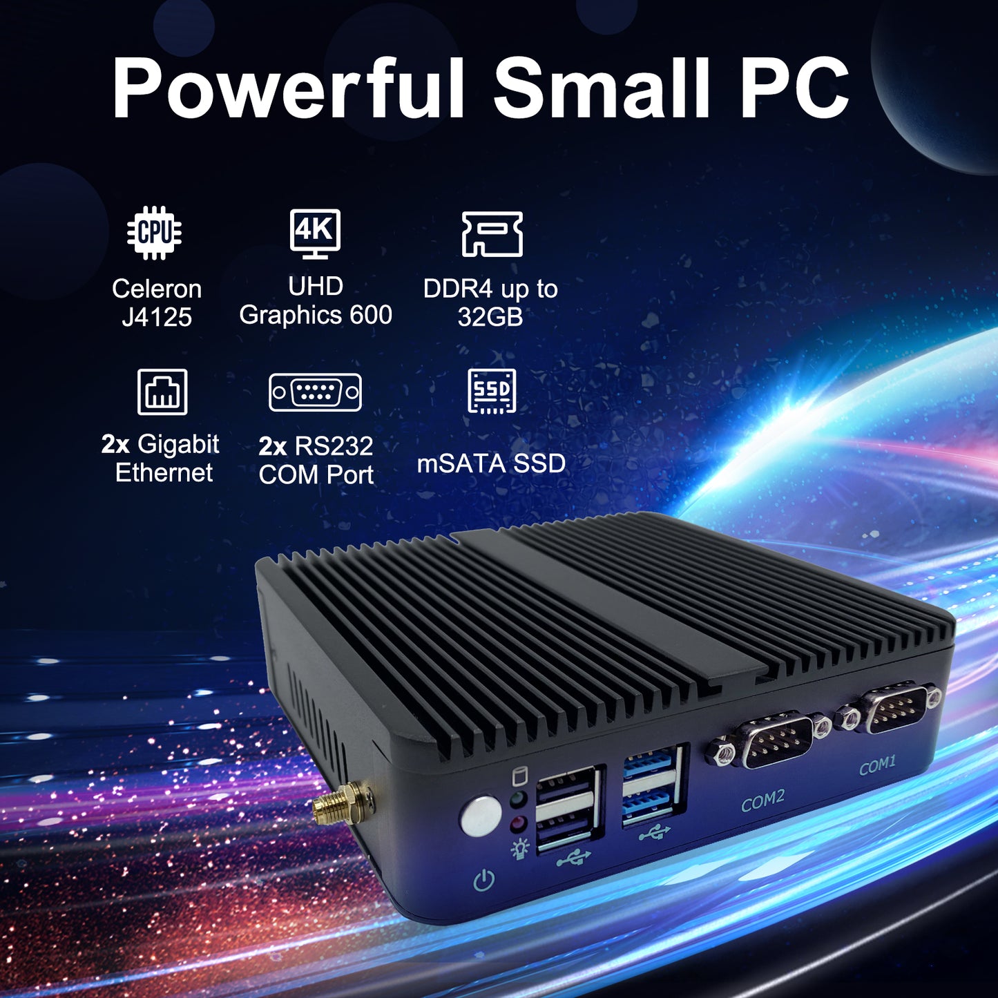 Firewall Mini PC Windows 11 Pro, Fanless Mini Computer Micro PC, Celeron J4125 Quad Core DDR4 8GB RAM 256GB SSD Small Desktop Computers, Dual Nic Mini-PC Industry PC, 4K, BT4.0, WiFi,HD VGA, 4USB