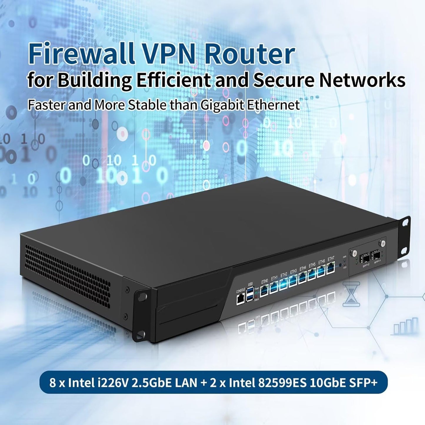 CWWK 1U Firewall Appliance B150 Core i3 7100/i5 7500/i7 7700, 2 x 10Gb SFP+ LAN Firewall Hardware VPN Router PC, 16GB RAM 512GB SSD OPNsense Hardware 19”Rackmount for Homelab with VGA, SIM