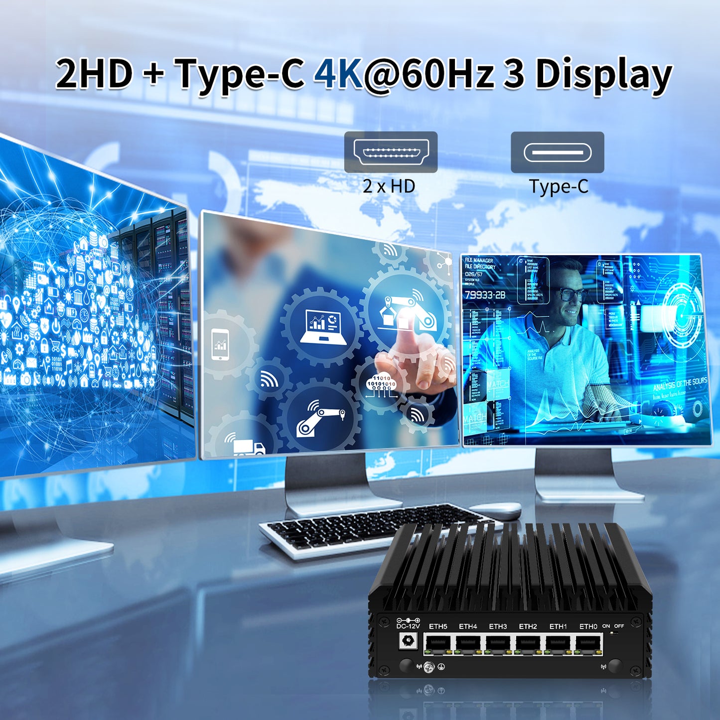CWWK Mini Computer Fanless Firewall Micro Router Appliance, 12th Gen Core i3 N305 8C/8T DDR5 16GB RAM 128GB SSD, 2.5GbE I226-V Computer, TF, AES-NI, Support Pfsense, OPNsense