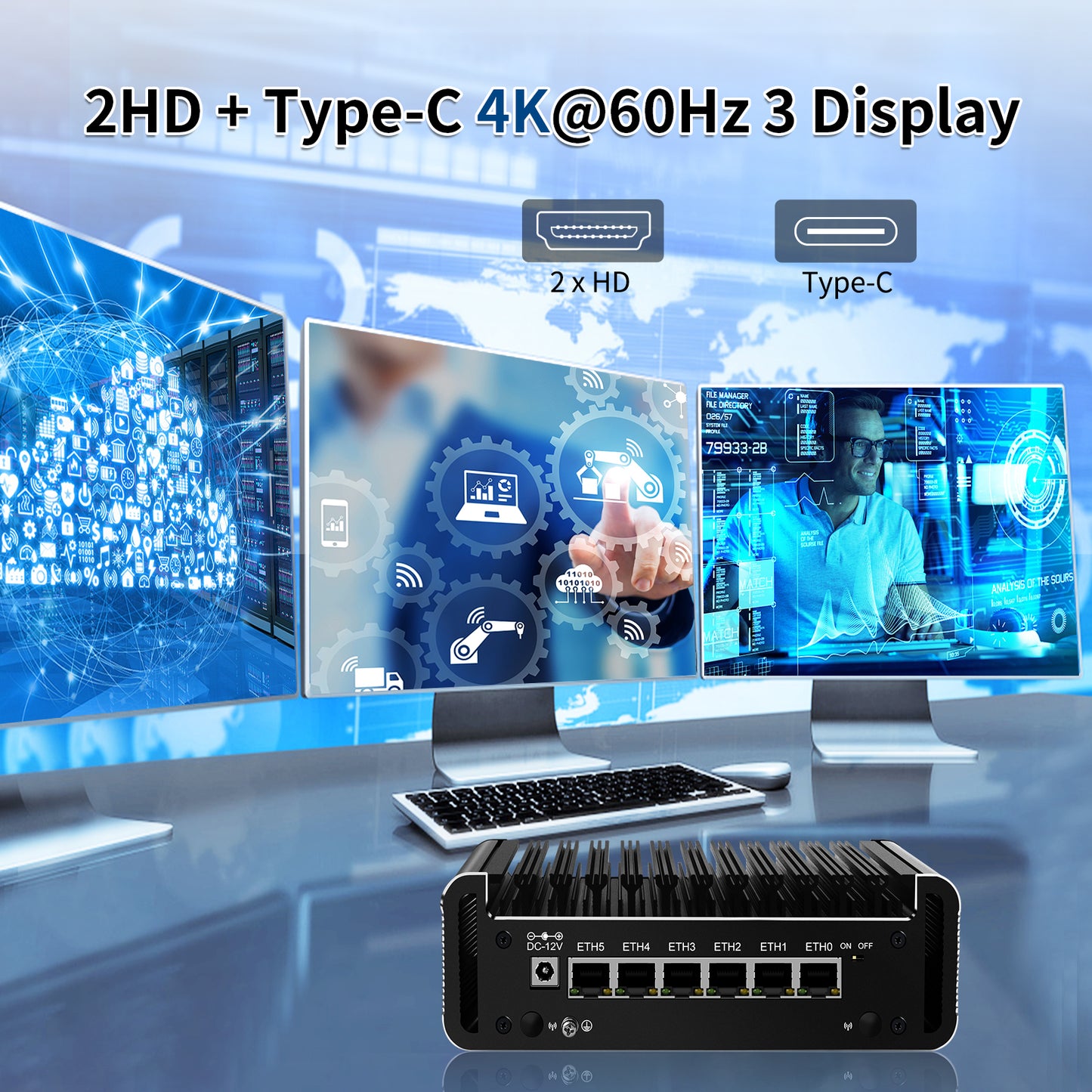 CWWK Firewall Micro Appliance 6 LAN, Fanless Mini PC Octa Core i3 N305, OPNsense Hardware, 6 Port i226-V 2.5G LAN, AES-NI, TF Slot, Type-C, Windows 11 Pro, 32GB DDR5 RAM 2TB NVME SSD