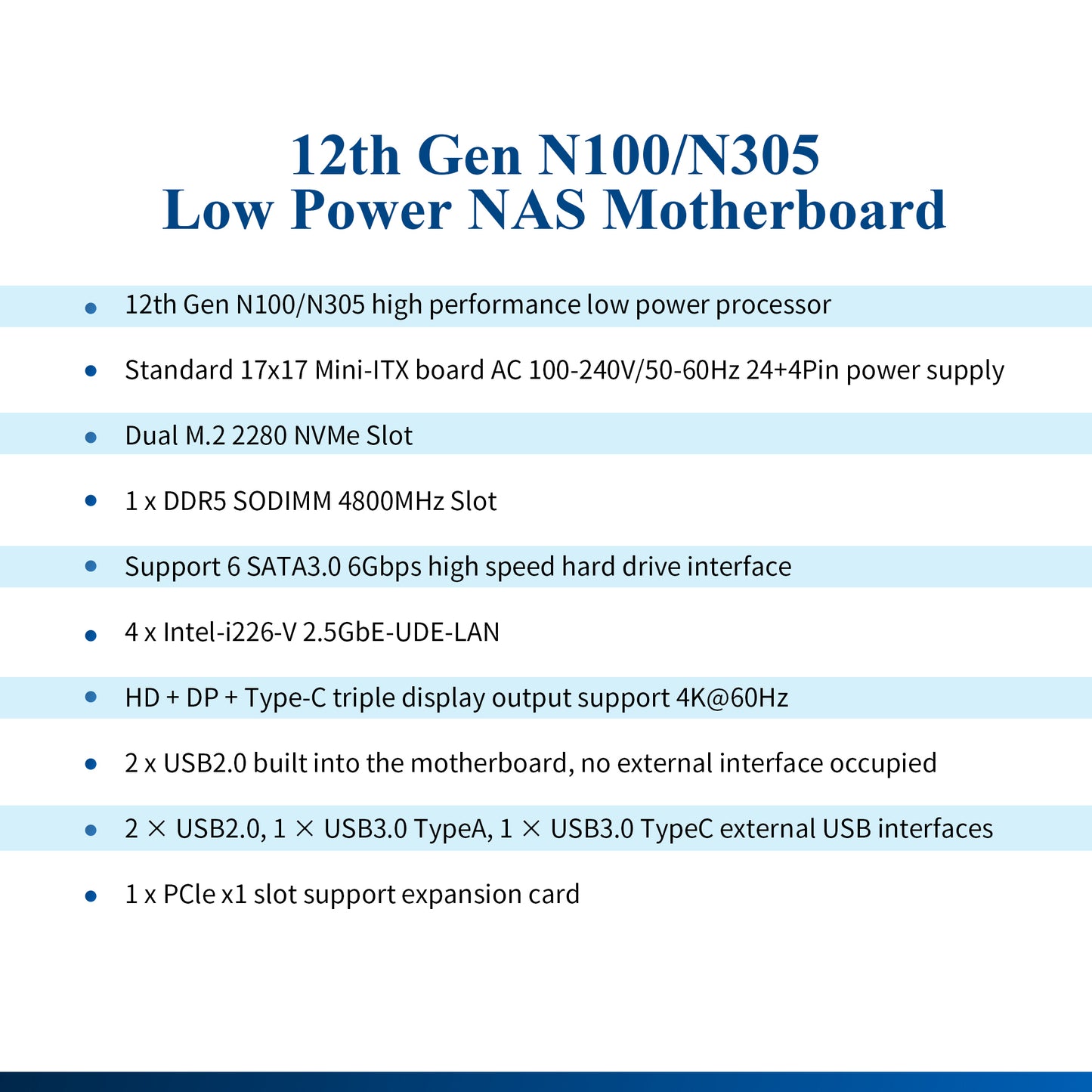 CWWK Low Power NAS Motherboard i3 N305/ N100 with 6 Bay SATA3.0, Mini ITX Mainboard with 4 Port i226V 2.5GbE LAN, Soft Router Board DDR5 with Dual M.2 NVMe, 8GB RAM 128GB SSD
