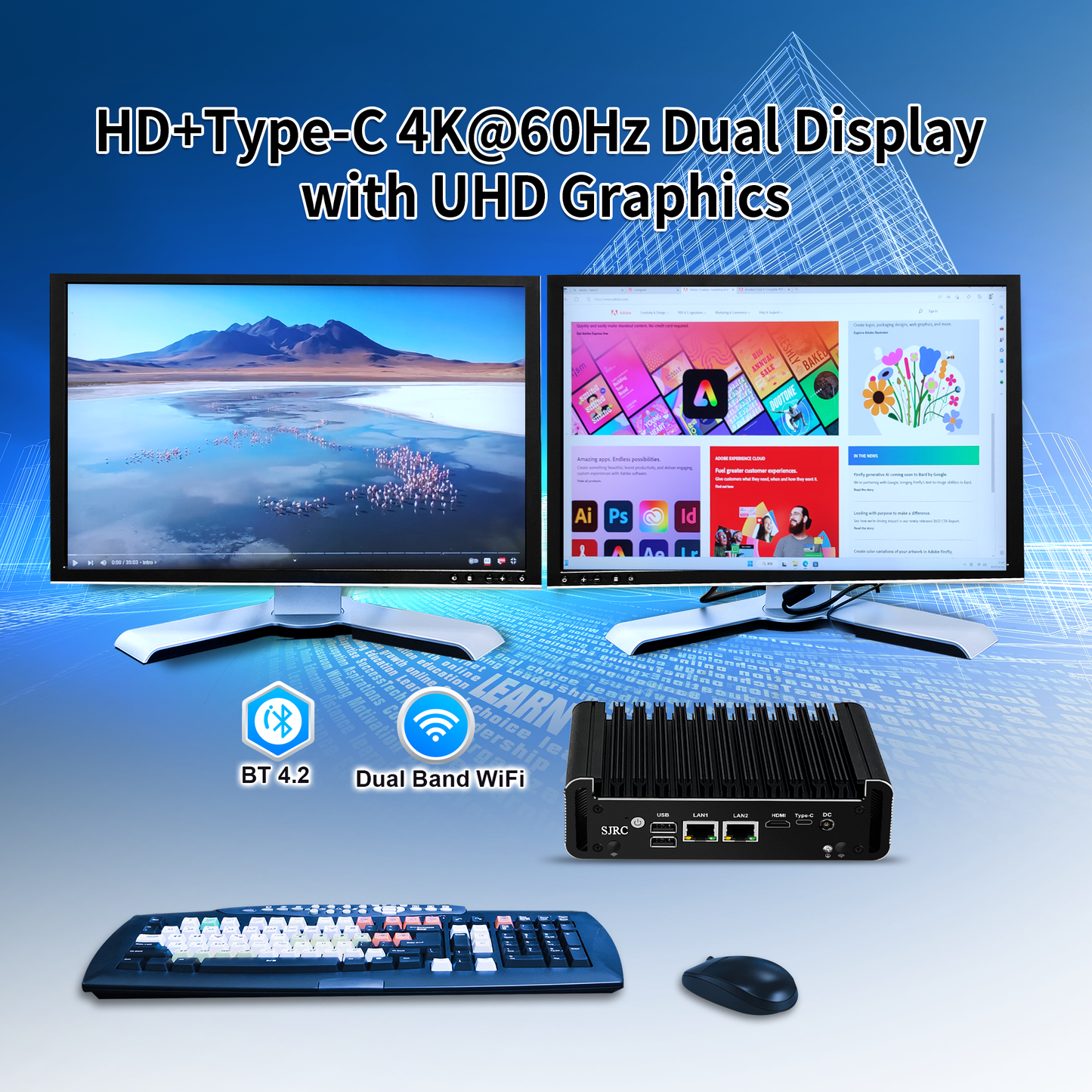 CWWK Fanless Mini PC Celeron N5105, Win 11 Pro Industrial Computer with Dual COM RS232, 2X i225V 2.5GbE LAN Micro Desktop Computer with 8GB RAM 64GB SSD, HD, Type-C, WiFi5/BT4.2