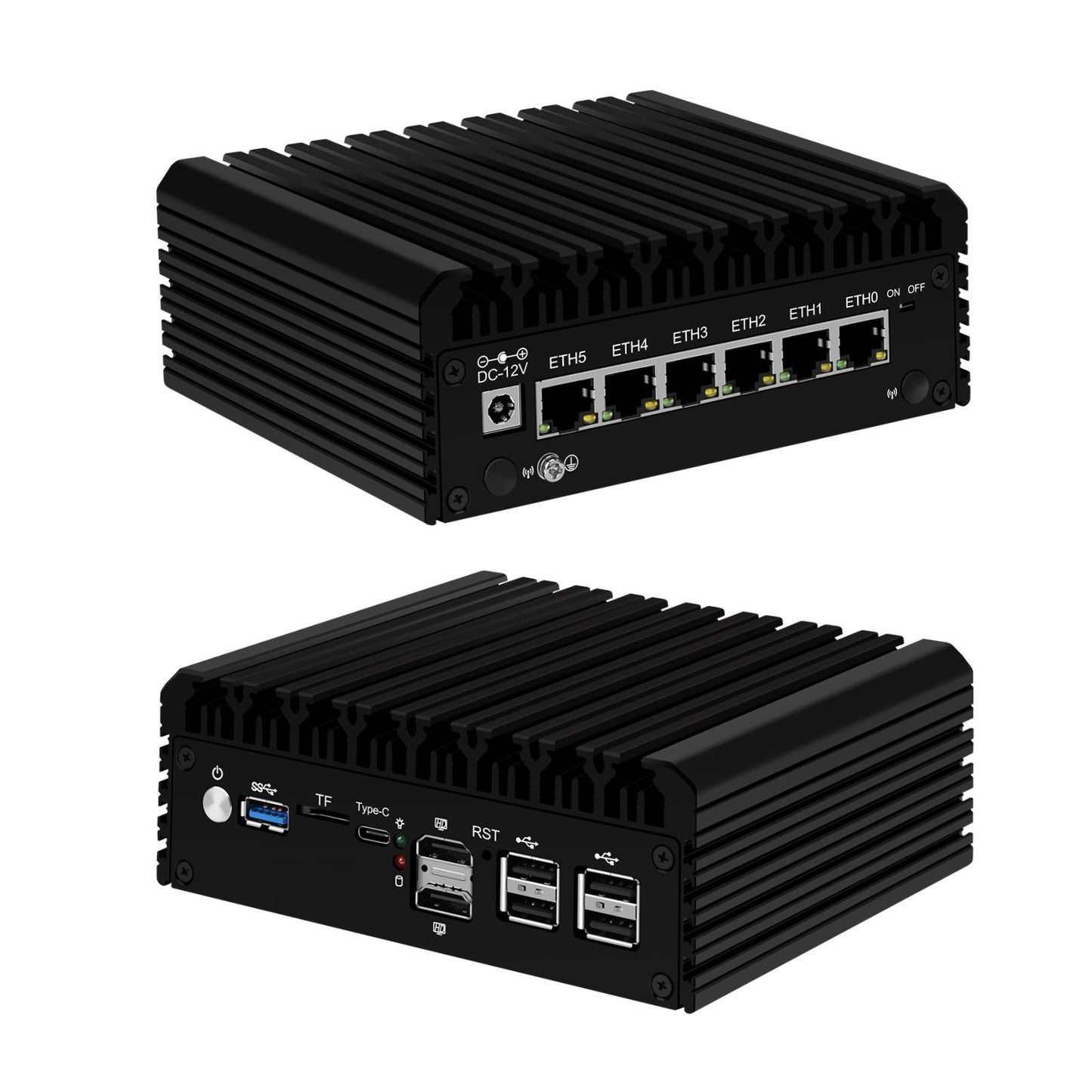 CWWK Mini Computer Fanless Firewall Micro Router Appliance, 12th Gen Core i3 N305 8C/8T DDR5 16GB RAM 128GB SSD, 2.5GbE I226-V Computer, TF, AES-NI, Support Pfsense, OPNsense
