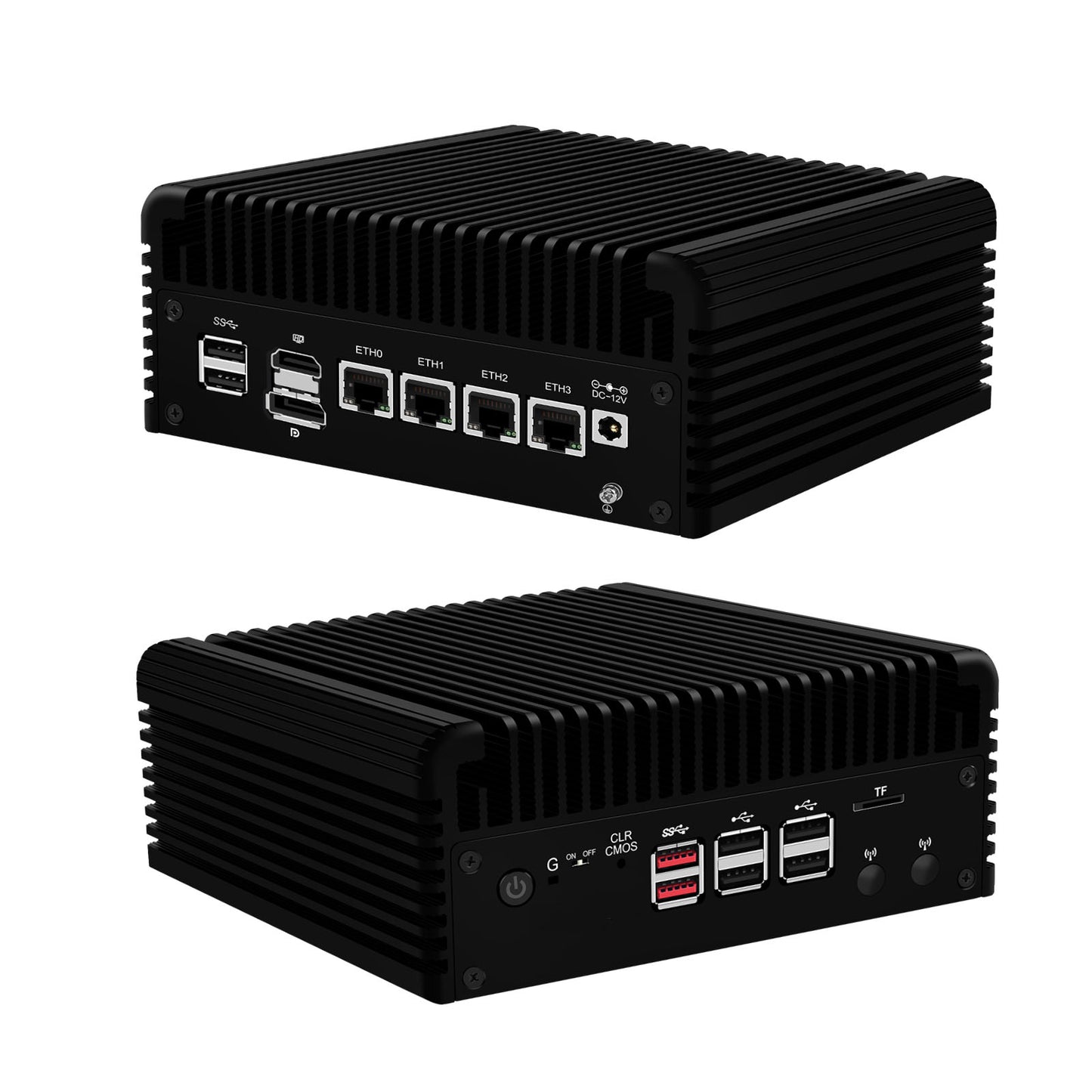 CWWK Firewall Fanless Micro Router Appliance 4 LAN,12th Gen Core i3 N305 8C/8T DDR5 8GB RAM 128GB SSD, 4 x 2.5GbE I226-V Computer, AES-NI, TF Slot, Support Windows, OPNsense