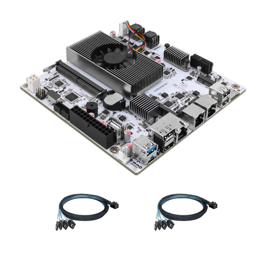 (Second-hand) CWWK Motherboard N100 Mini ITX PC Motherboard White 16GB RAM 128GB SSD Dual 2.5Gb Ethernet, M.2 WiFi, USB-C, DDR5 , PCIe x1, TF (Optional 2X 4-SATA Cable)