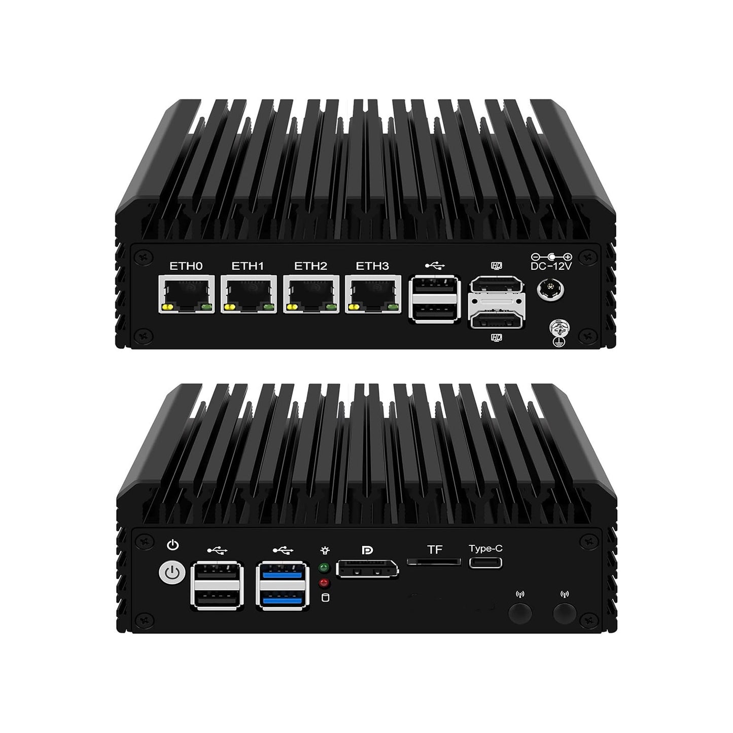 (Second-hand) N305 Mini PC Firewall Appliance, OPNsense Mini Computer with 4 x i226-V 2.5GbE LAN, F1 Fanless Micro PC Barebone DDR5 SSD, 2*HD+DP+Type-C 4K Display, TF, AES-NI
