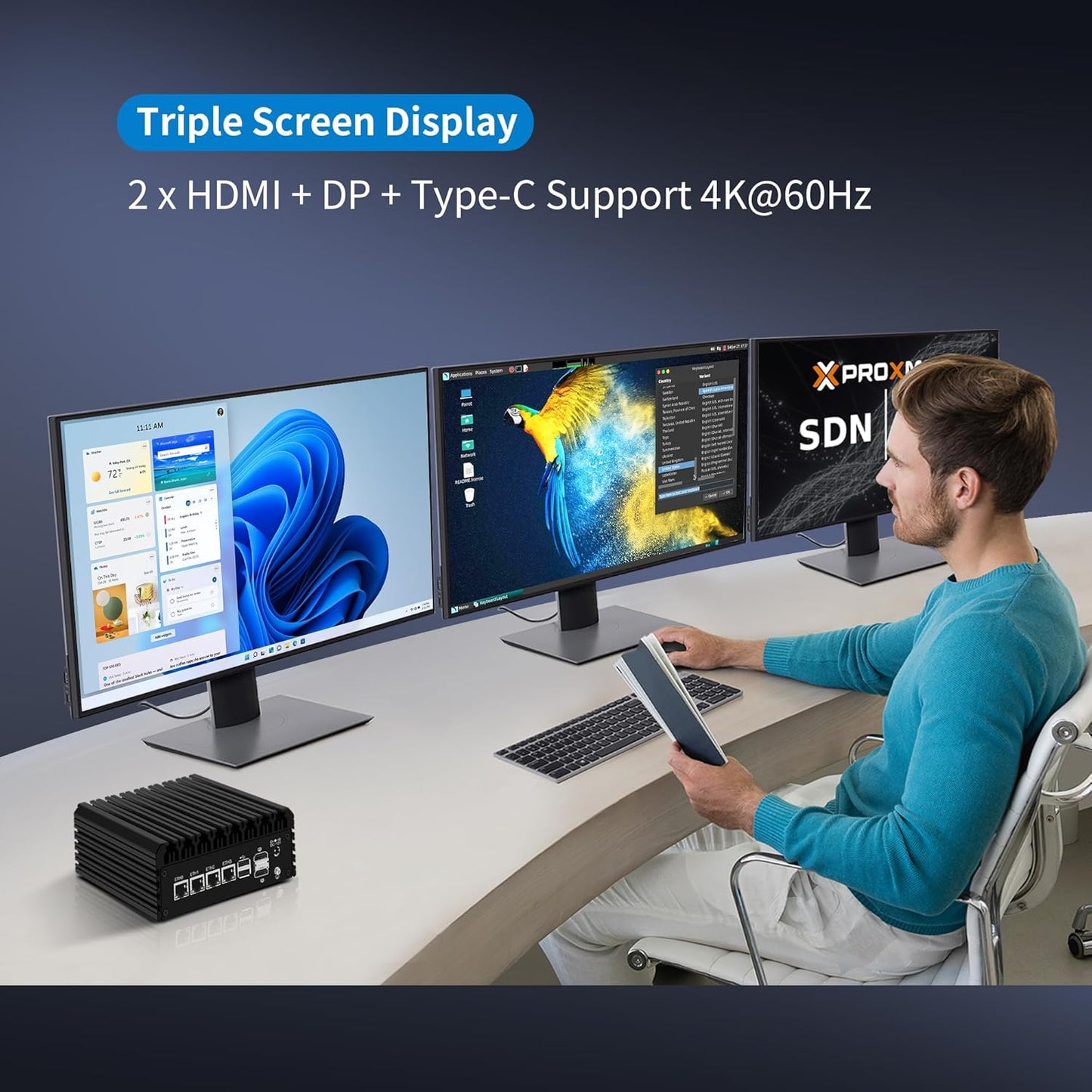 (Second-hand) N305 Mini PC Firewall Appliance, OPNsense Mini Computer with 4 x i226-V 2.5GbE LAN, F1 Fanless Micro PC Barebone DDR5 SSD, 2*HD+DP+Type-C 4K Display, TF, AES-NI