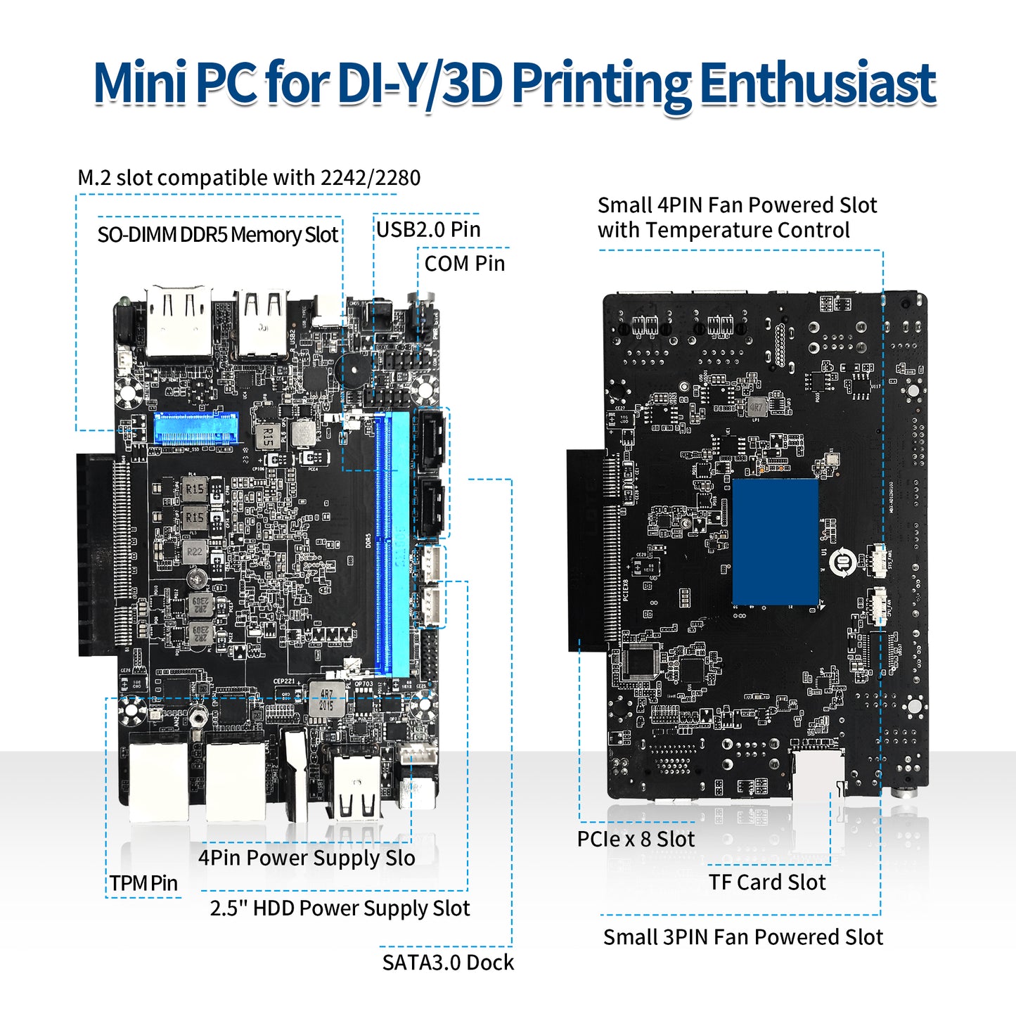 CWWK Fanless Mini PC Core i3 N305/ 12th Gen N100/ 12th Gen N200  Firewall Micro Appliance, Designed for DIY/3D Printing Enthusiast, 2X i226V 2.5GbE LAN, PCIe x8, Type C, TF Slot, DDR5 8GB RAM 128GB NVMe SSD