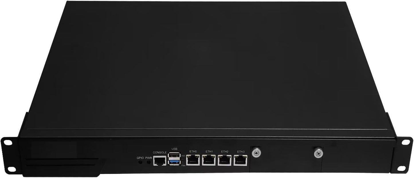 CWWK Firewall Hardware, 19 Inch 1U Rack mount, Network Security Appliance, Router PC, Core i3 N305, 4 x I226V 2.5GbE LAN, Console, OPNsense, AES-NI, VGA, DDR5 32GB RAM 512GB SSD