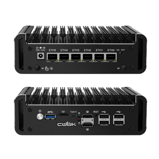 CWWK F11 Fanless Mini PC Firewall Hardware for Opnsense Pfsense,Softer Router Intel N150 N100 N305 N355, 6 x 2.5 Gbe i226V Lan, DDR5 8 GB RAM 128 GB NVMe SSD