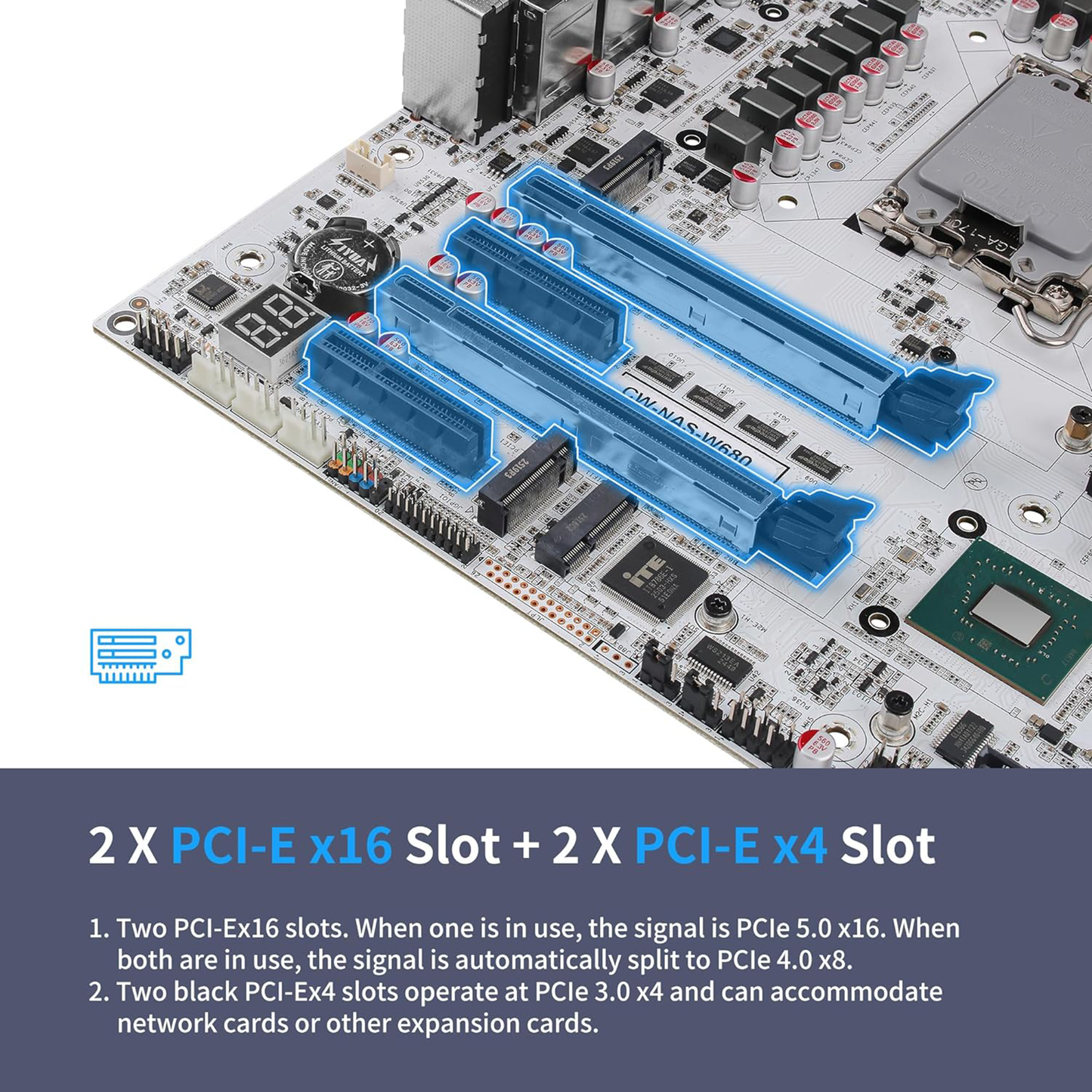(Second-hand) CWWK W680 NAS Motherboard Micro ATX 12 Bay, LGA 1700 mATX White PC Mainboard with 10GbE&2 * 2.5GbE RJ45 LAN, 4 x DDR5 Desktop RAM (support ECC), 3 x NVMe, PCIe5.0 x16, vPro, USB-C