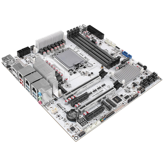 (Second-hand) CWWK W680 NAS Motherboard Micro ATX 12 Bay, LGA 1700 mATX White PC Mainboard with 10GbE&2 * 2.5GbE RJ45 LAN, 4 x DDR5 Desktop RAM (support ECC), 3 x NVMe, PCIe5.0 x16, vPro, USB-C