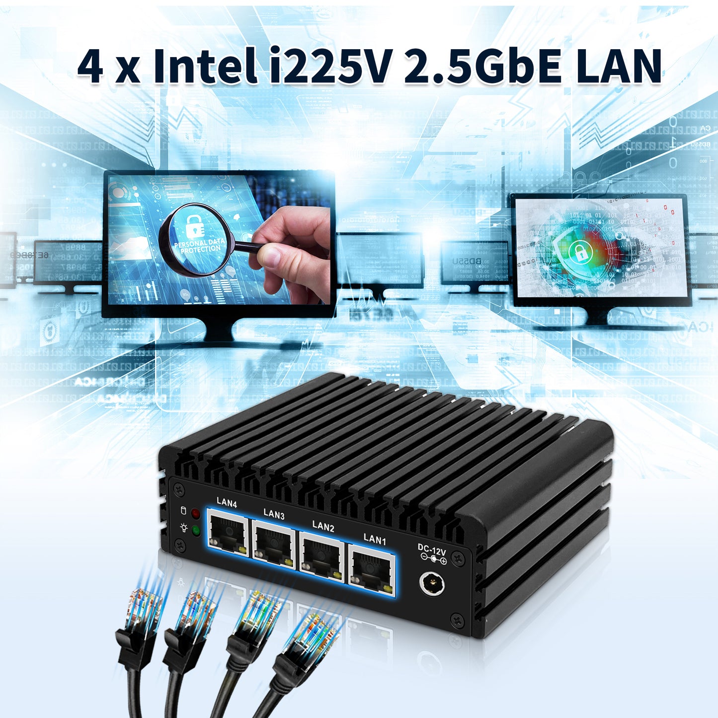 (Second-hand) CWWK J3710 Fanless Microcomputers F37, 4X 2.5GbE LAN, OPNsense Mini Firewall Appliance Dual 4K HD/DP, Desktop Compact PC RJ45 COM Slot, 2 x USB3.0, Barebone for Home Office